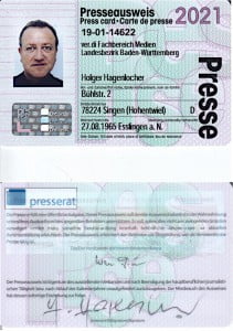 Presseausweis 2021 - Holger Hagenlocher