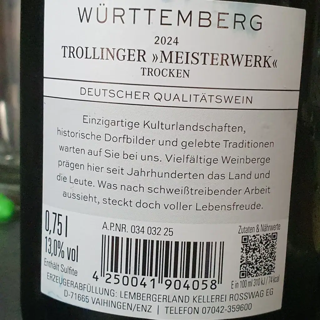 Lembergerland - Kellerei Rosswag - Meisterwerk - Trollinger trocken 2024